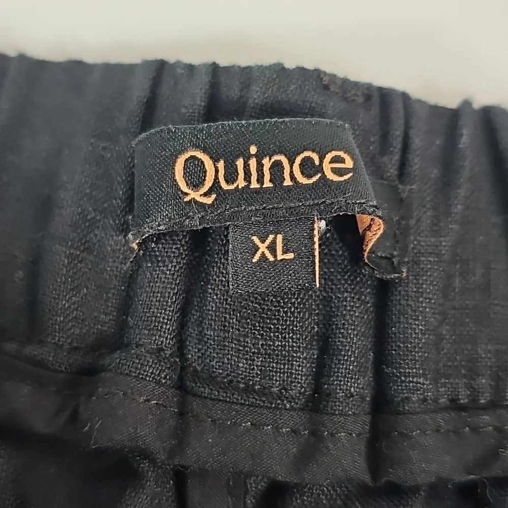 Quince 100% European Linen Wide Leg Pull On Pants Black XL Relaxed Coastal